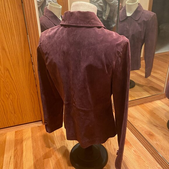 Tria Suede Jacket. Purple. Snap opening. Medium - Picture 4 of 8